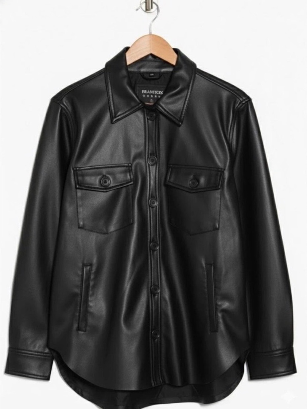 BLANKNYC Faux Leather Button-Up Jacket
